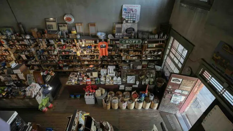 An aerial image of Davis General Store.