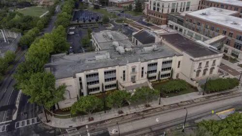 An aerial image of the high school.