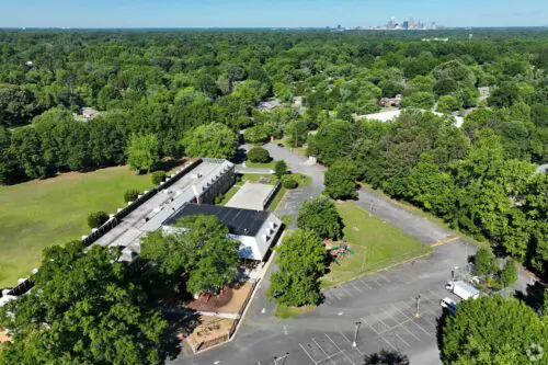 An aerial image of the Charlotte Islamic Academy.