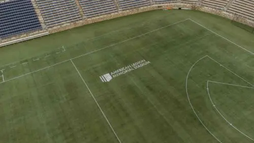 An image of the pitch at the stadium.