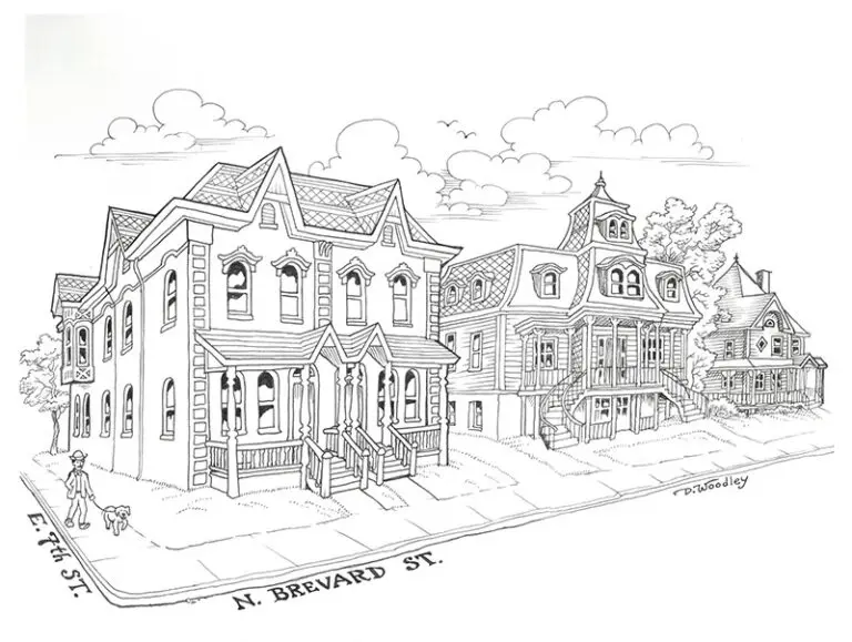 A drawing of North Brevard Street.