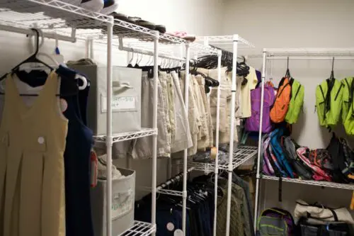 An image of the supply closet at the ourBRIDGE offices.