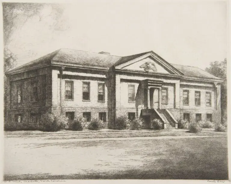 An image of an etching of the US Mint.