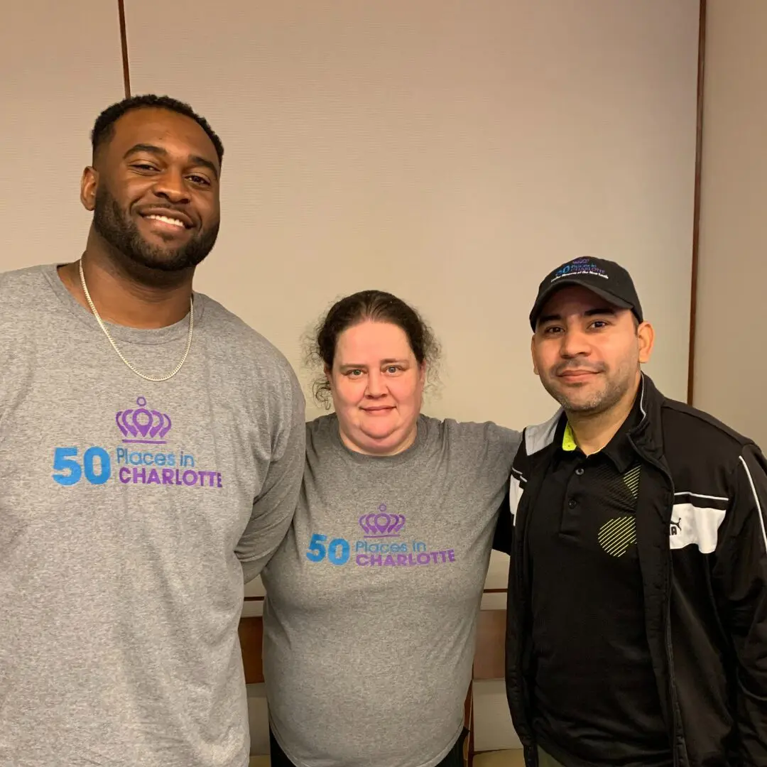 Pictured L to R: Levine Museum staff Cliff Whitfield, Franky Abbott and Alexander Piñeres