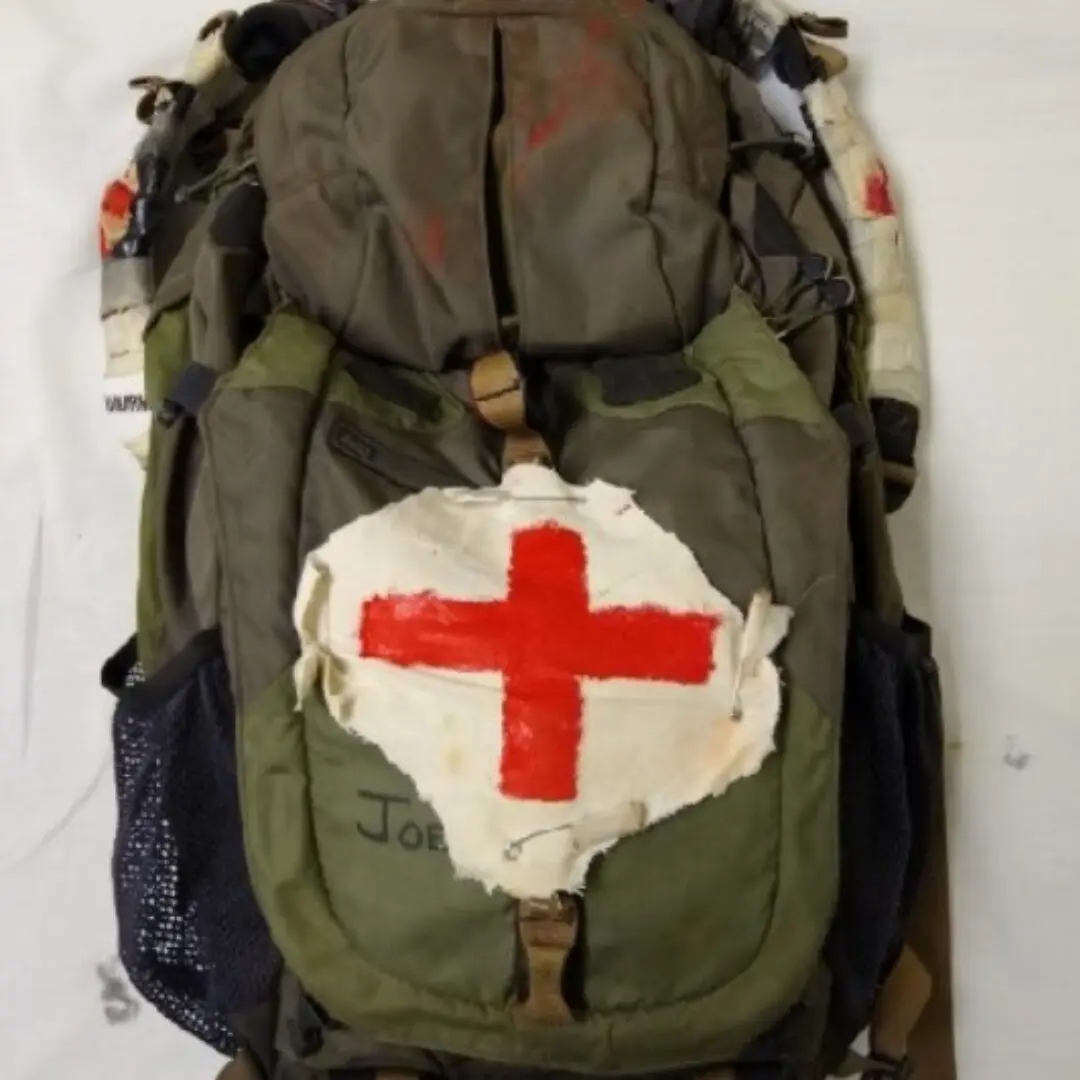 Civilian modified medic backpack recovered from protests against police brutality, Charlotte, 2016. 
Levine Museum of the New South Collections